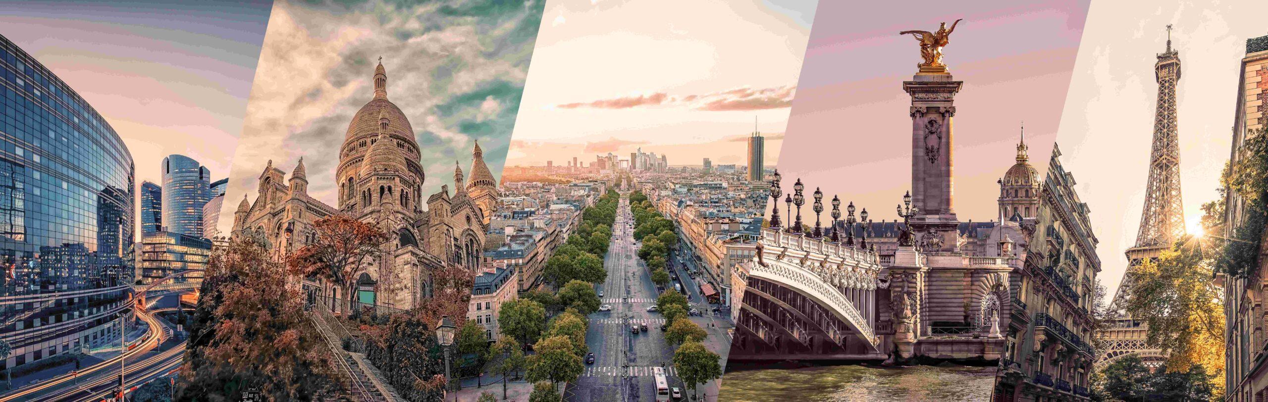 Collage berühmter Wahrzeichen von Paris