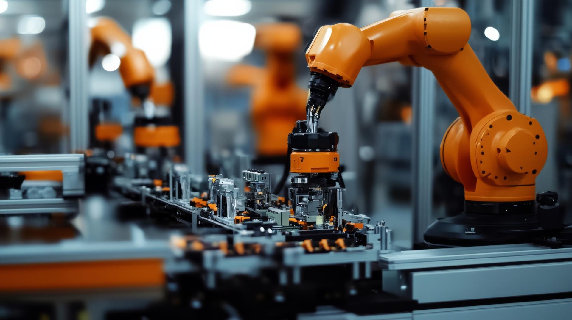 Industrieroboter bestückt Werkstücke | Montageanlage