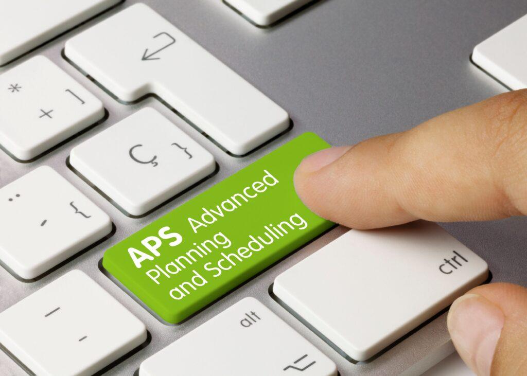 APS Software – Advanced Planning and Scheduling auf einer Computertastatur