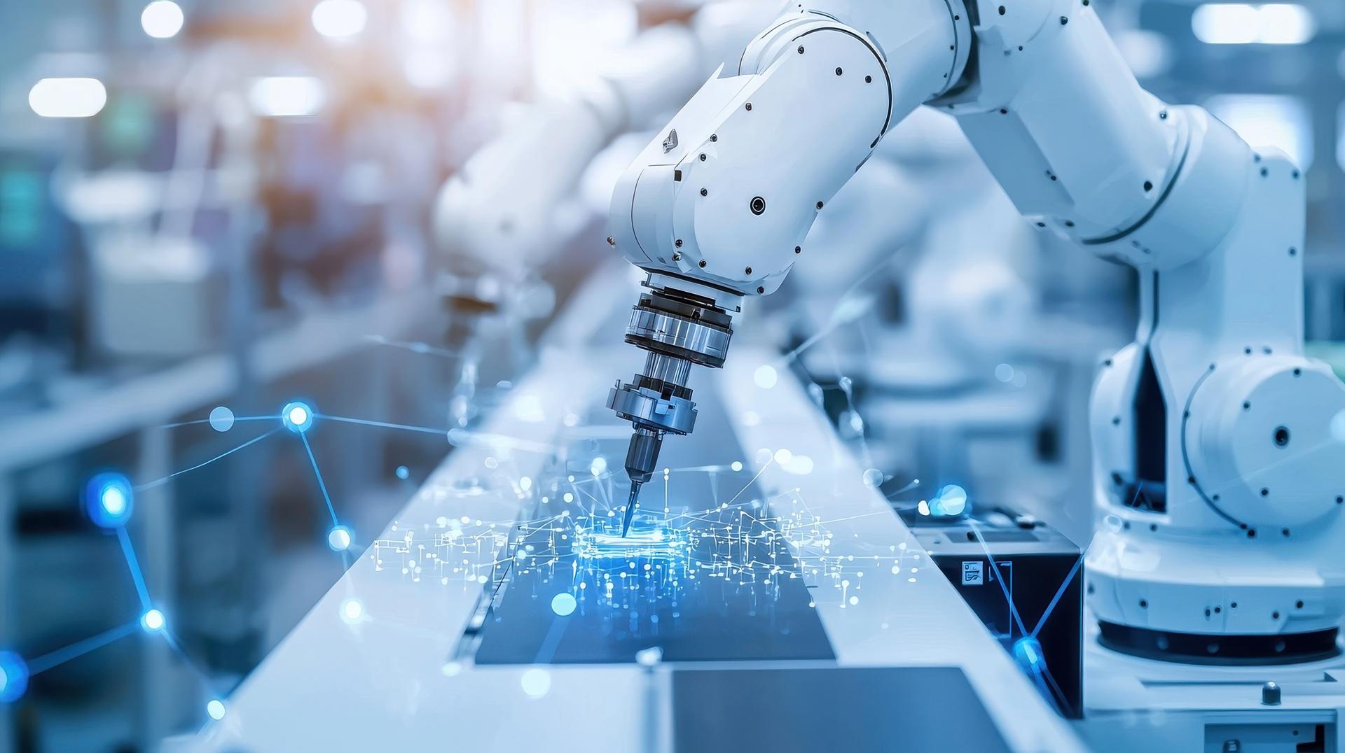 Industrieroboter arbeitet an Fertigungsstraße | Rundschnur