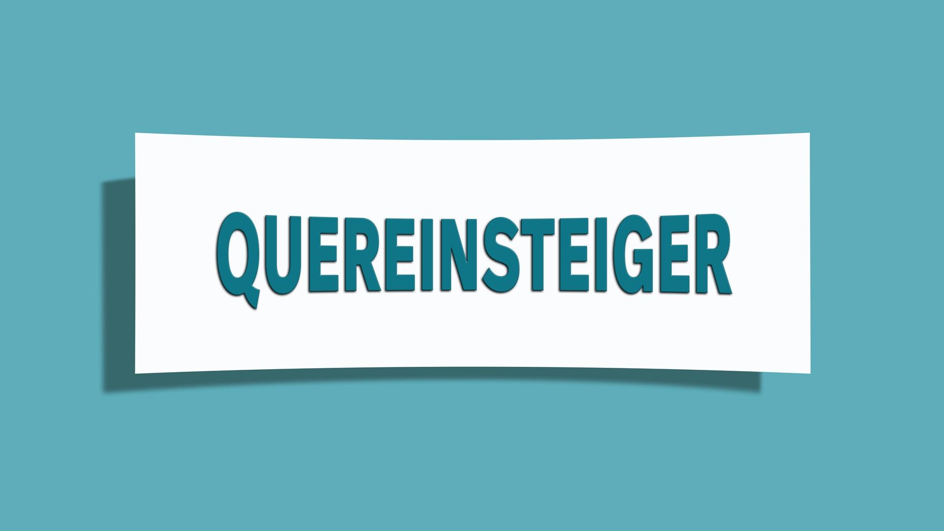Schriftzug Quereinsteiger auf blauem Hintergrund | Landwirtschaft Stellenangebote